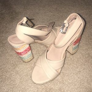 Embellished beige heels